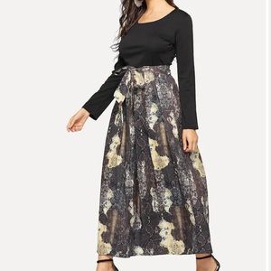 Snake Skin Print Black Tie Longline Maxi Dress Size XL (fits like 2X) Plus Size